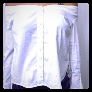 New Ladies White Free People Bell Sleeve Blouse-XS